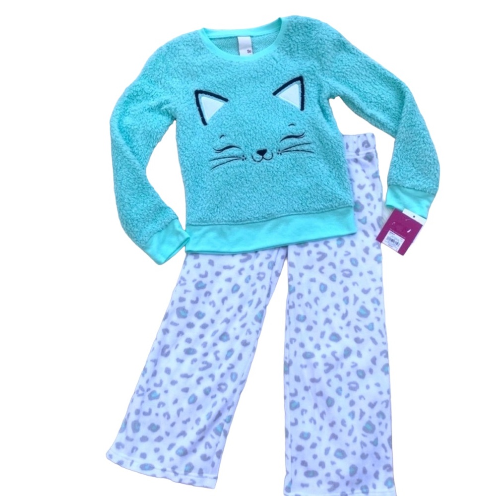 SO Girlβs Kitten Fleece Pajama Set Toddler Size 4